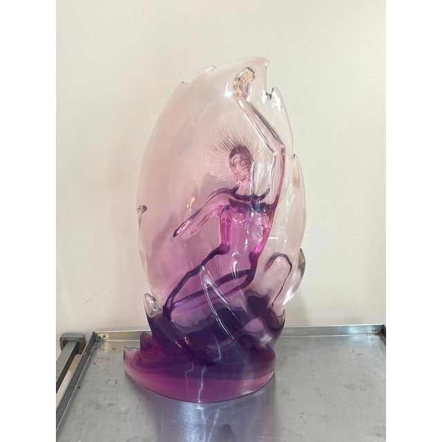 Fantastic 1993 J. Boiros rare large lucite nude woman in shell purple sculpture. Signed by the artist and numbered 84/150...