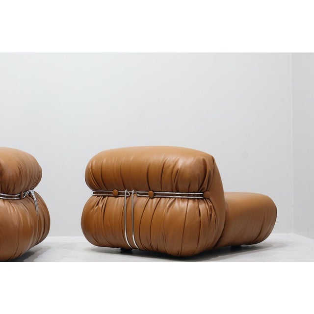 Soriana Armchairs in Leather by Afra and Tobia Scarpa for Cassina, 1969, Set of 2 For Sale - Image 9 of 16