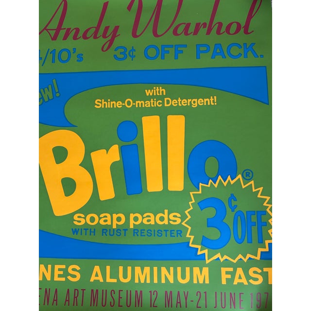 1970 Original Andy Warhol Pasadena Museum "Brillo Soap Pads'' Vintage Exhibition Screenprint Poster With Copyright For Sale - Image 6 of 8