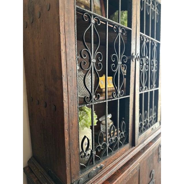 Wood Late 19th Century Monumental Wooden Spanish Colonial Cabinet With Wrought Iron Doors and Lock For Sale - Image 7 of 7
