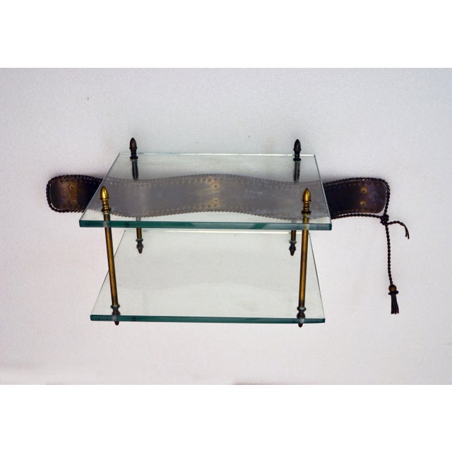 Blue Mid-Century Italian Brass and Crystal Wall Shelf, 1950s For Sale - Image 8 of 8