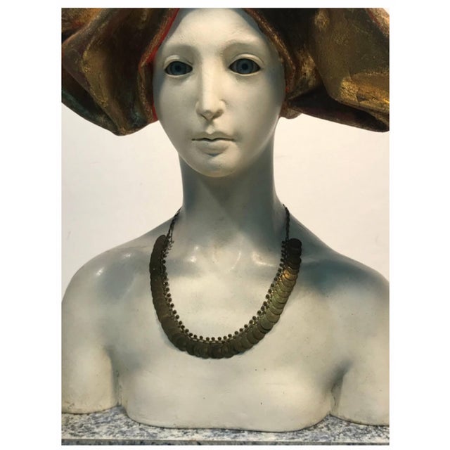 Modern Mid 20th Century Female Bust Art Nouveau Style by Ben Venny For Sale - Image 3 of 5