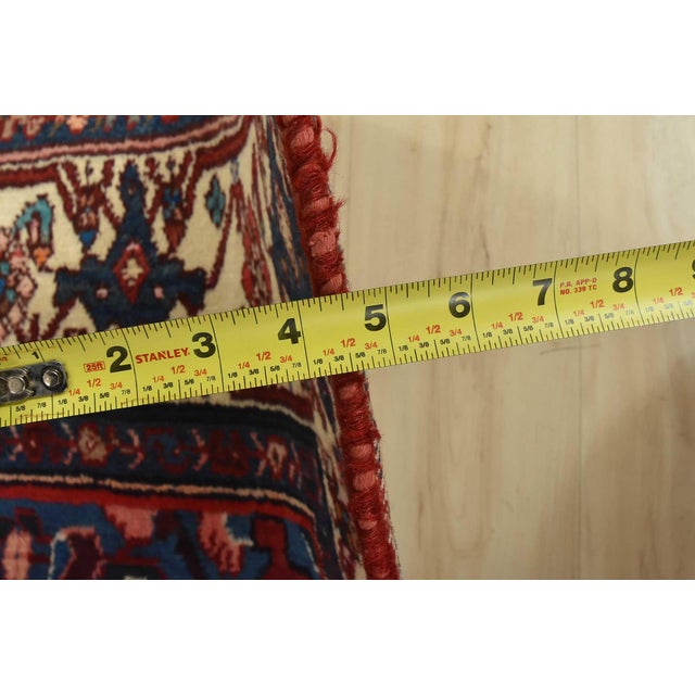 Hamedan Runner 4’4” X 9’10” Red Wool Vintage Tribal Hand-Knotted Oriental Rug For Sale - Image 13 of 15
