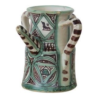 1960s Spanish Ceramic Painted Pitcher by Domingo Punter, Signed For Sale
