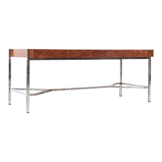 Jack Freiden for Pace Mid Century Burlwood and Chrome Desk For Sale