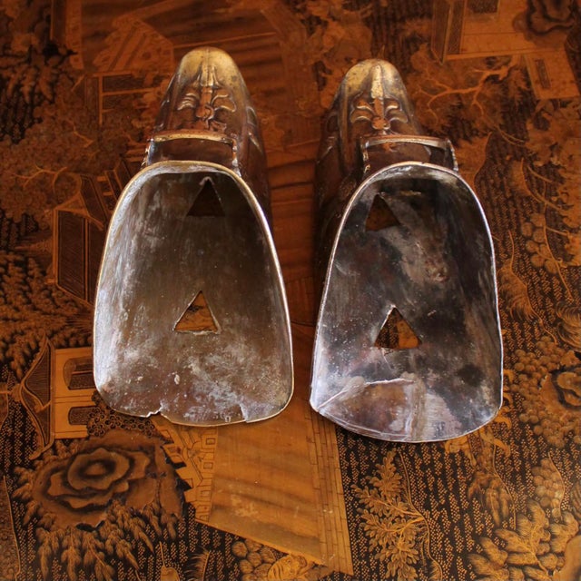 Brass Brass Stirrups With Anthemion Ornament, 19th Century Spanish Colonial For Sale - Image 8 of 11