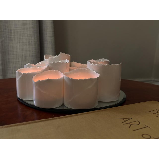 Vintage Porcelain Tealight Candleholder with Mirrored Base For Sale - Image 3 of 8