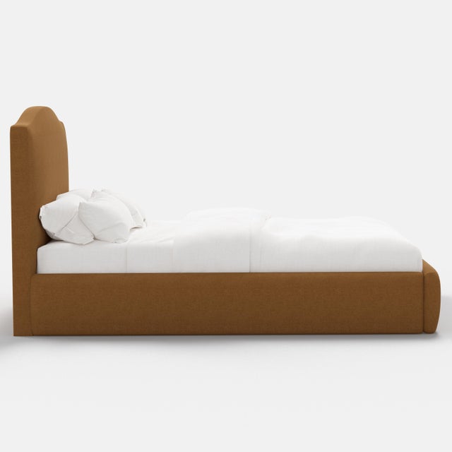 Not Yet Made - Made To Order Camille Amber Linen Blend Platform Bed, Twin For Sale - Image 5 of 7