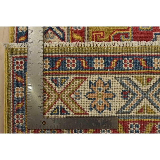 Kazak Runner 2’8” X 9’8” Green Wool Tribal Hand-Knotted Oriental Rug For Sale - Image 14 of 14