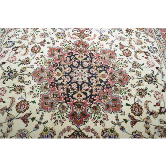 Hand-Knotted Tabriz 50raj Oriental Rug with Silk For Sale - Image 6 of 13
