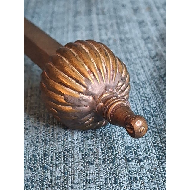 Historic 19th C Brass Torah Pointer Heavy 131g Yad 11" European Judaica Repair For Sale - Image 13 of 15