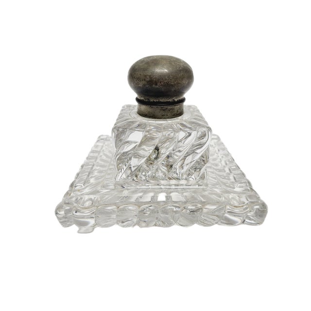 Art Nouveau Crystal Inkwell, Germany, 1900s, in Worn conditions. Designed 1920 to 1949
