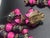 Mid-Century Modern MCM Jewelry Hot Pink Lava Bead Necklace and Earrings Demi-Parure For Sale - Image 3 of 7