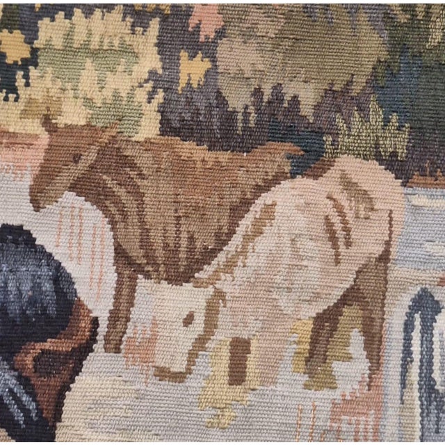 Textile Vintage Handmade Chinese Pastoral Figural Tapestry Wall Hanging, 36" X 47" For Sale - Image 7 of 10