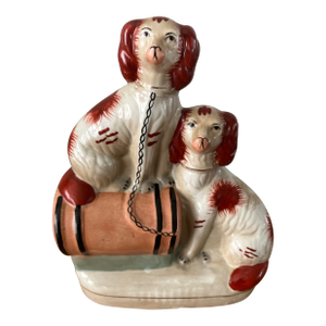 Antique Staffordshire Spaniels Figurine C. Early 1900s