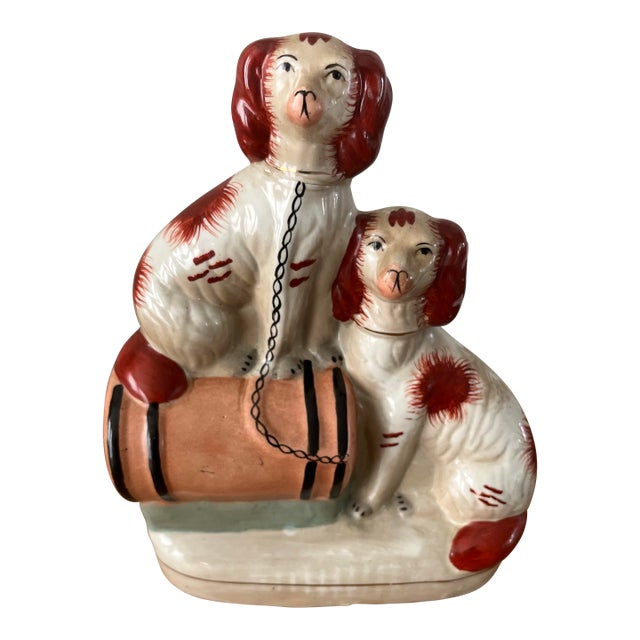 Early 1900s Antique Staffordshire Spaniels Figurine For Sale