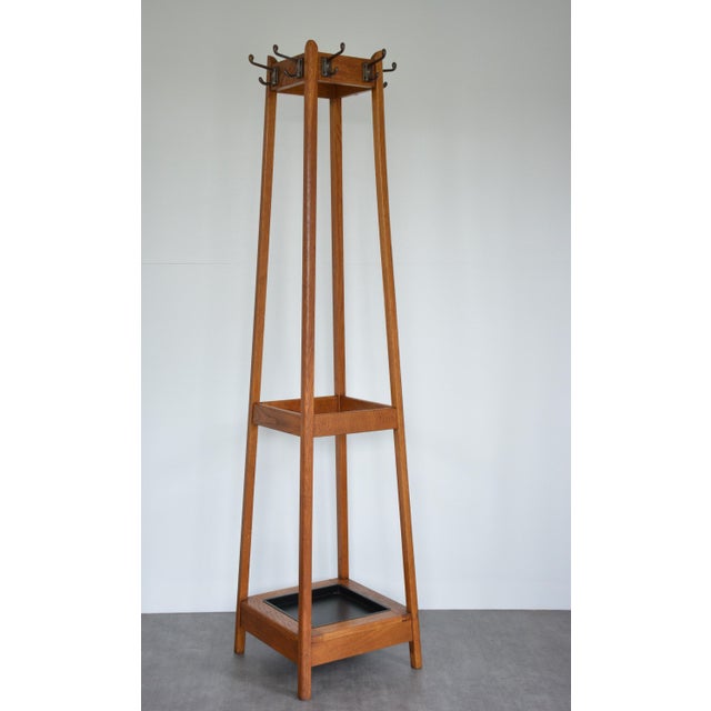 1950s Mid-Century Oak Coat Stand with Umbrella Holders and Drip Tray, 1950 For Sale - Image 5 of 18