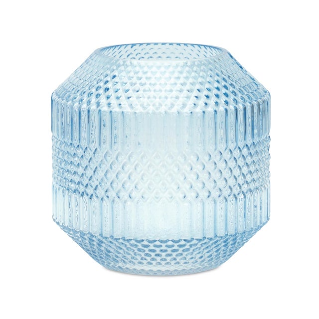 Transform any space with the stunning Diamond Pattern Blue Glass Vase. Perfect for adding a touch of elegance, this...
