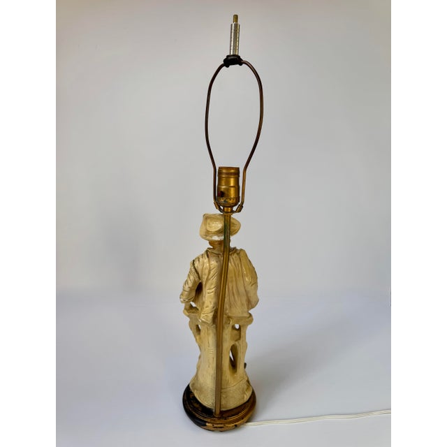 Vintage Claridge Shops Chalkware Gentleman Figural Table Lamp For Sale - Image 6 of 18