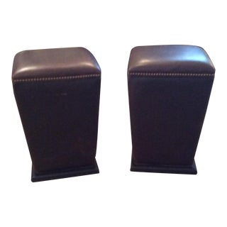 Modern Lee industries Leather Barstools- A Pair For Sale