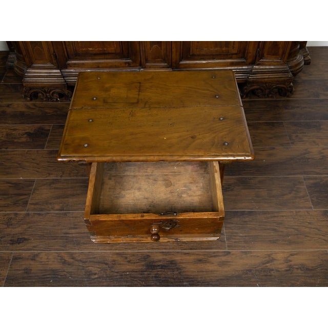 English Georgian Period Low Oak Side Table with Single Drawer and Carved Apron For Sale - Image 12 of 12