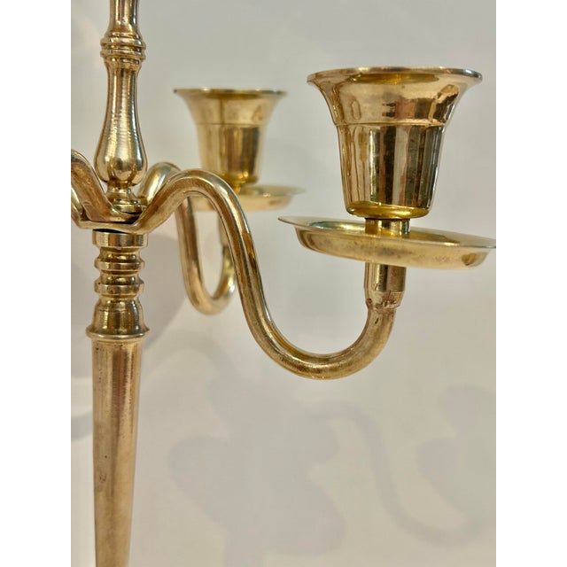 Metal Vintage Georgian Style Brass Five-Light Candelabra, 11.25” For Sale - Image 7 of 9