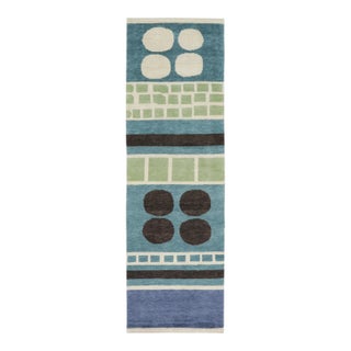 Contemporary French Deco Geometric Wool Runner by Rug & Kilim, India For Sale