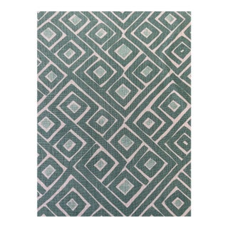 Peter Fasano Labyrinth 100% Linen Aqua 2 1/8 Yards Fabric For Sale