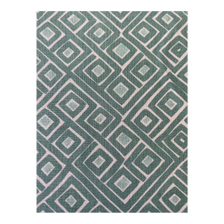 Peter Fasano Labyrinth 100% Linen Aqua 2 1/8 Yards Fabric For Sale