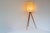 Large Scandinavian Teak Tripod Floor Lamp with Drawn Thread Embroidery Shade For Sale - Image 5 of 13