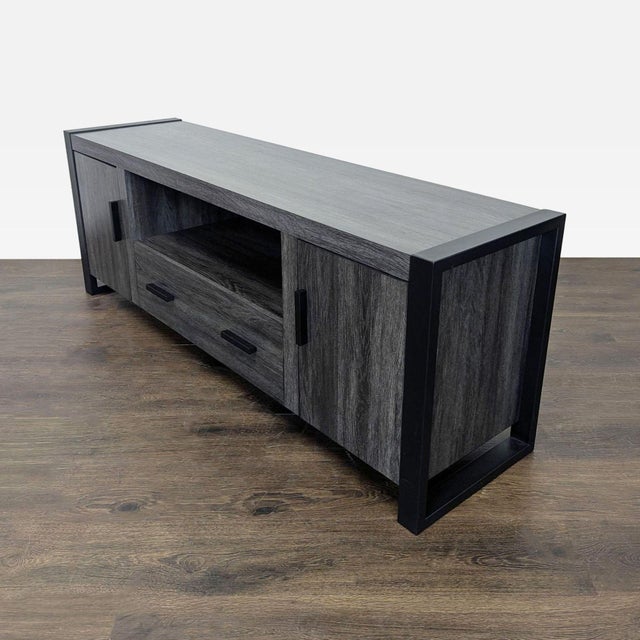 Industrial Walker Edison Industrial Modern Wood Tv Stand For Sale - Image 3 of 9