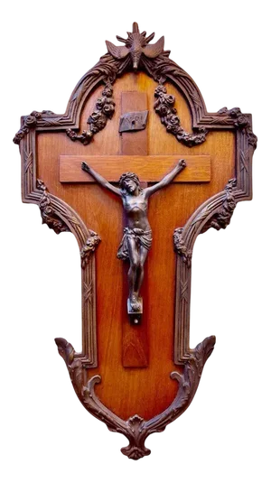 Nineteenth Carved Wooden and Bronze Crucifix