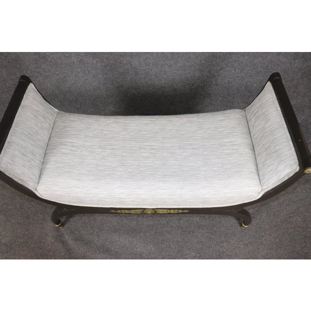 Pair French Empire Style Ebonized & Brass Mounted Upholstered Benches For Sale In Philadelphia - Image 6 of 10
