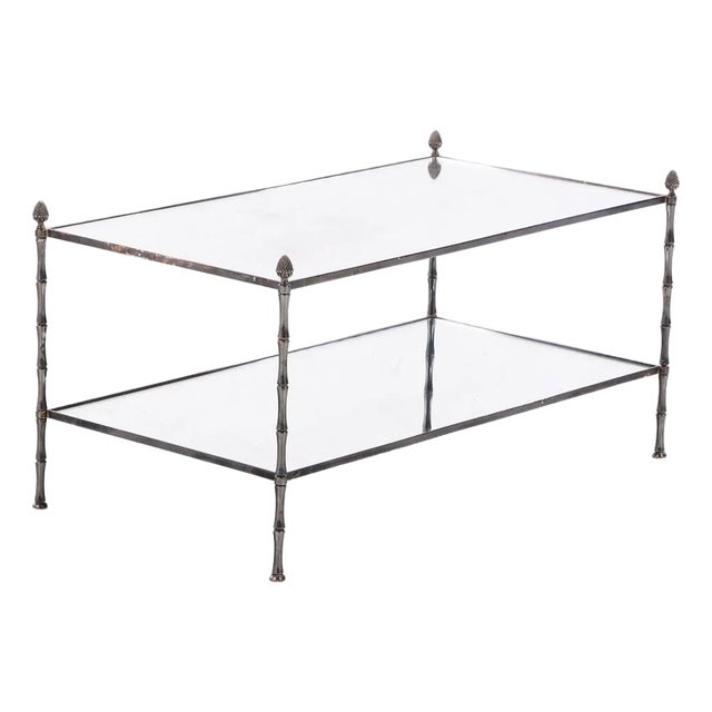 A French Nickel Over Bronze Two-Tier Coffee Table in the Manner of Jansen, C. 1960.. For Sale