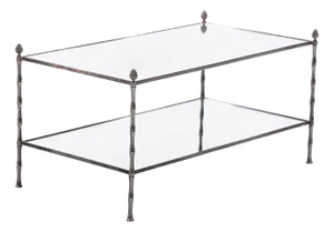 A French Nickel Over Bronze Two-Tier Coffee Table in the Manner of Jansen, C. 1960..