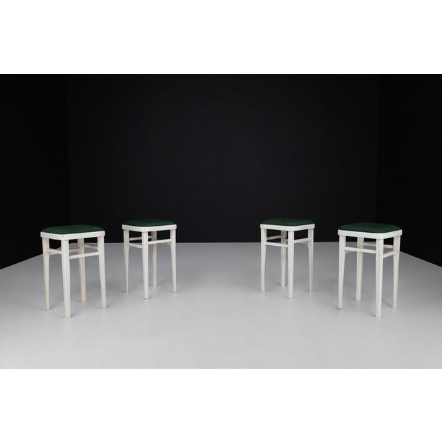 Art Deco Stools with Original Fabric, Czechoslovakia, 1930s, Set of 4 For Sale - Image 13 of 14