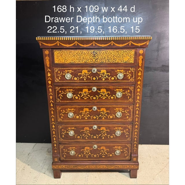 Tall 18th Century Dutch Marquetry Chest of Drawers For Sale - Image 16 of 17