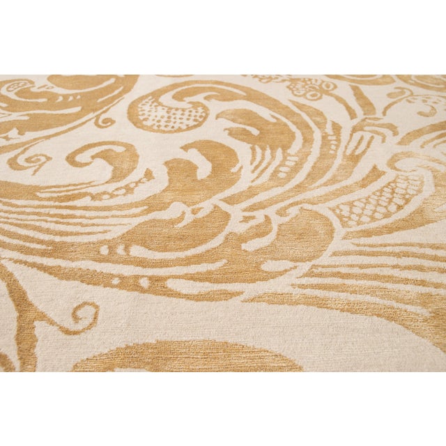 Metal Beige Contemporary Designed Tibetan Wool and Silk Rug For Sale - Image 7 of 12