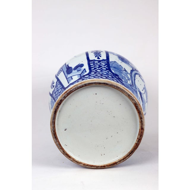 Early 20th Century Vintage Blue White Temple Jar For Sale - Image 12 of 13