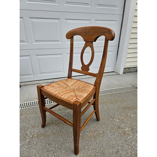 Rustic European Pottery Barn Rush Seat Dining Chairs - Set of Four For Sale - Image 3 of 10