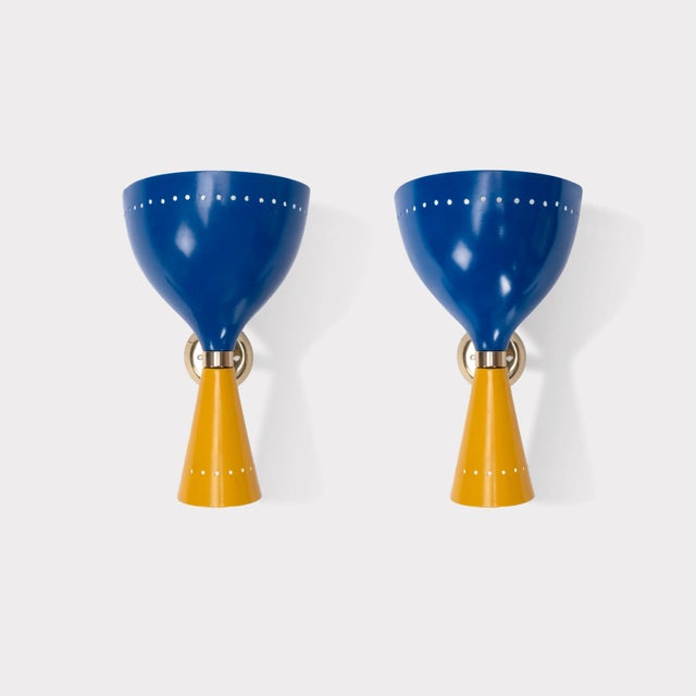 Blue Italian Wall Lamps, 1950s, Set of 2 For Sale - Image 8 of 8