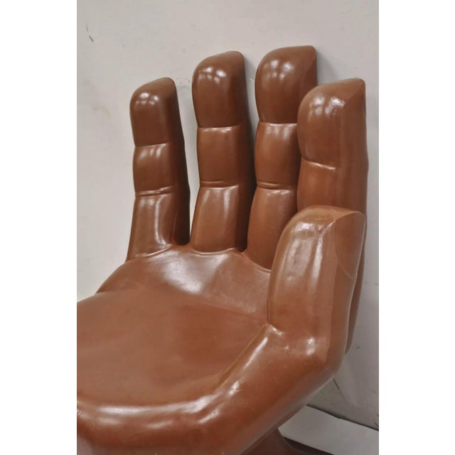Vintage Mid Century Modern 1980s Brown Molded Plastic Hand Chair For Sale In Philadelphia - Image 6 of 12