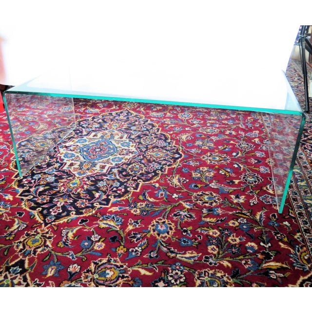 1/2" Clear Glass Waterfall Coffee Table For Sale - Image 4 of 6