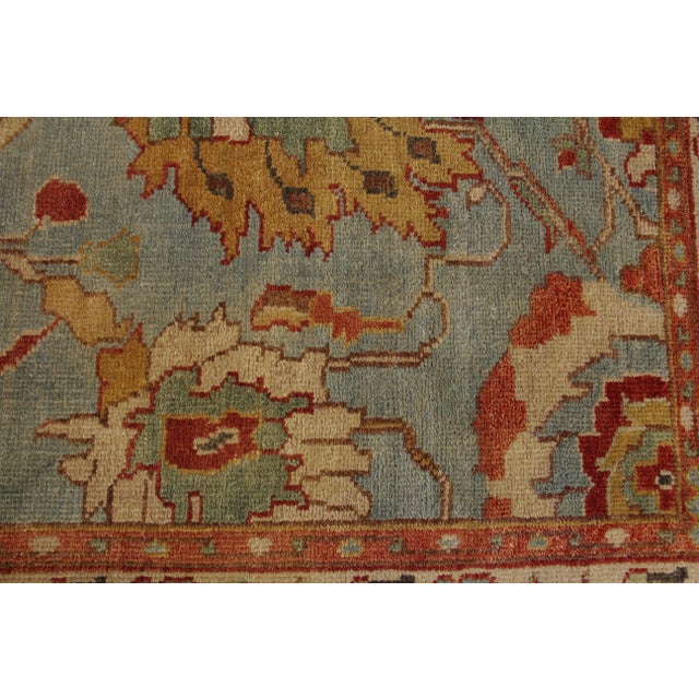 Traditional Exquisite Rugs Serapi Hand knotted Wool Light Blue/Ivory Rug-9'x12' For Sale - Image 3 of 6