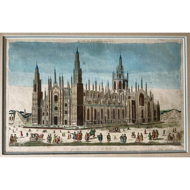 Antique Hand Colored Copper Engraving Milan Cathedral Louis Joseph Mondhare Paris 1770 For Sale In New York - Image 6 of 12