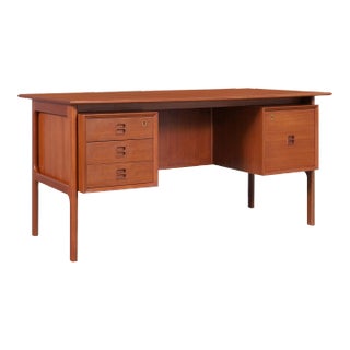 1960s Danish Modern Teak Desk W/ Bookcase by Erik Brouer for Brouer Møbelfabrik For Sale