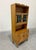 Henning Kjaernulf Mid Century Danish Oak Henning Kjaernulf Style Stained Glass Bookcase Cabinet For Sale - Image 4 of 5