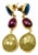 Bochic "Capri" Ruby & Multi Rough Cut Sapphire Earrings Set In 18K Gold & Silver For Sale