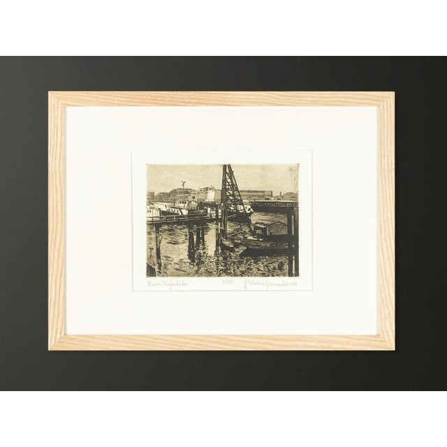 Small Harbor Basin, Etching on Paper, Framed For Sale - Image 11 of 11