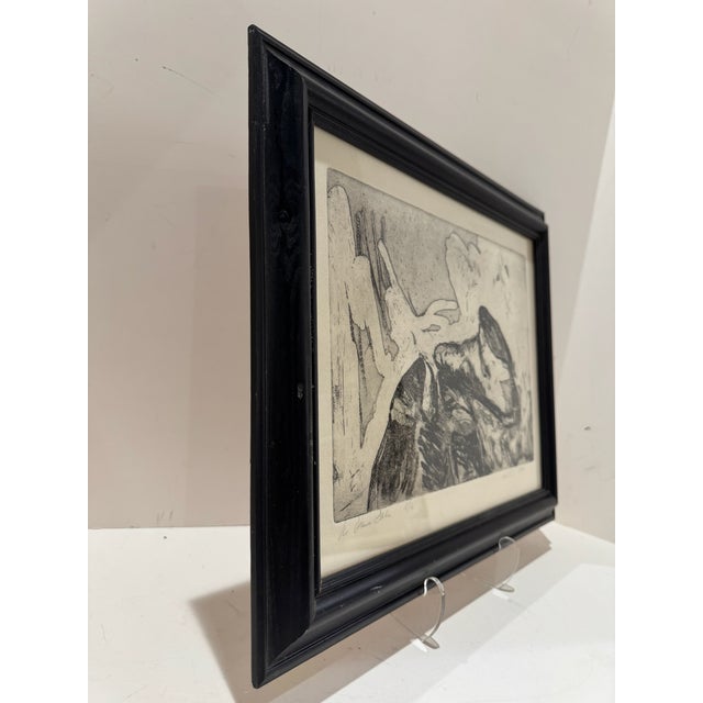 Wood Mid 20th Century M. Diane Dale Signed Original Print Expressionist Figure Study Framed 17x14 Contemporary For Sale - Image 7 of 9
